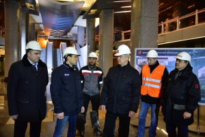 Мэр Москвы осмотрел строительство станции метро "Деловой центр"