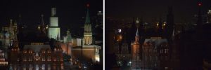 Отключение подсветки у Кремля. Фото: Александр Казаков, "Вечерняя Москва"