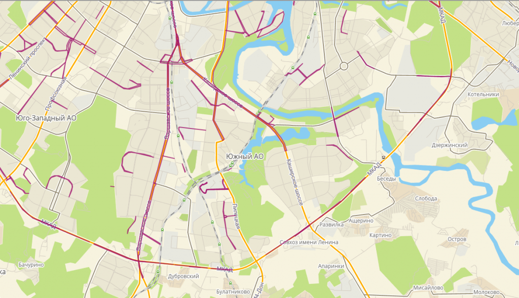 Карта ремонтных работ по ЮАО. Фото: Портал открытых данных