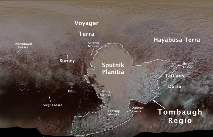 Равнина на Плутоне получила имя в честь первого спутника Земли