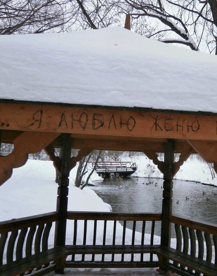 Признание в любви на беседке в пойме реки Городня. Фото: Анатолий Загайнов