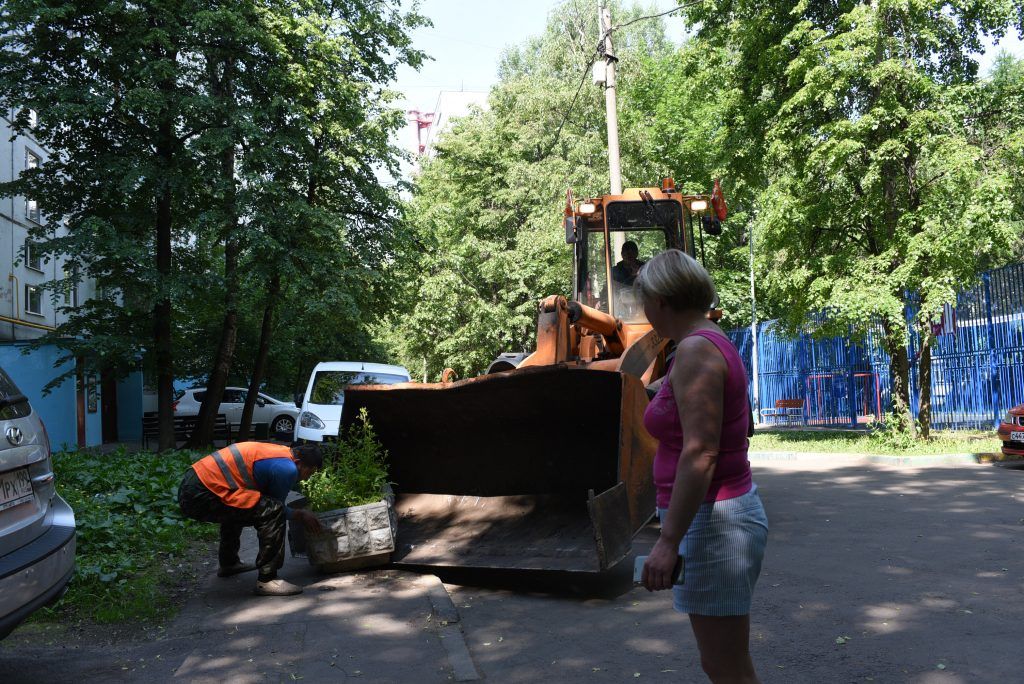 На тротуаре сотрудники ГБУ «Жилищник» установили вазы, чтобы предотвратить незаконную парковку. Фото: Пелагия Замятина