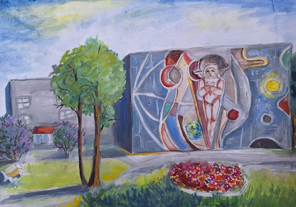 Одна из победительниц, Милана Иващенко, нарисовала свою любимую школу, расположенную в Донском районе. Фото: сайт мэра Москвы